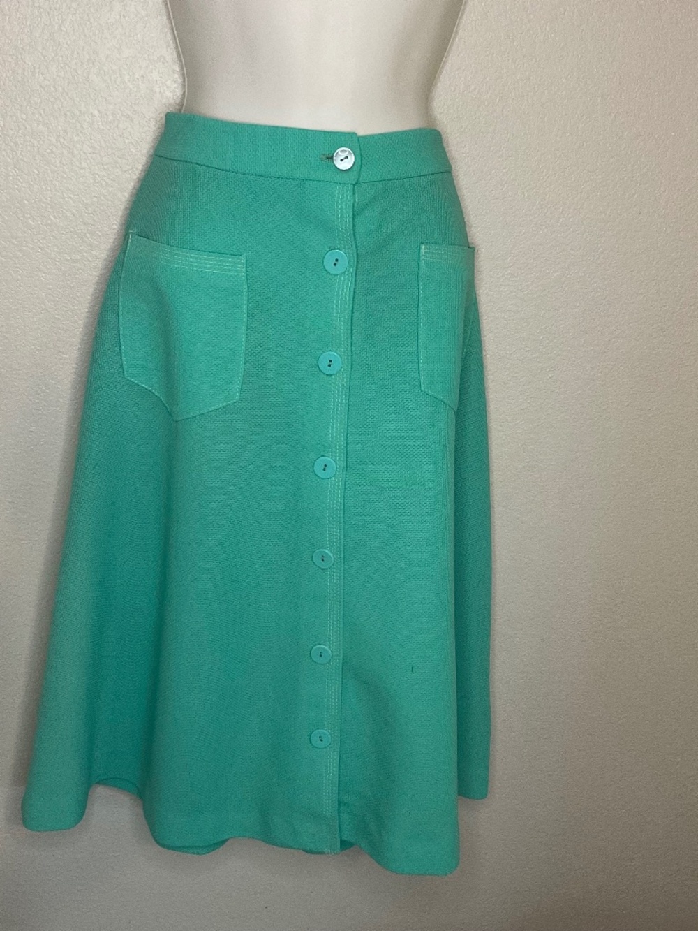 Vintage 1970s Catalina Sportswear USA Kelly Green Midi Skirt Size S